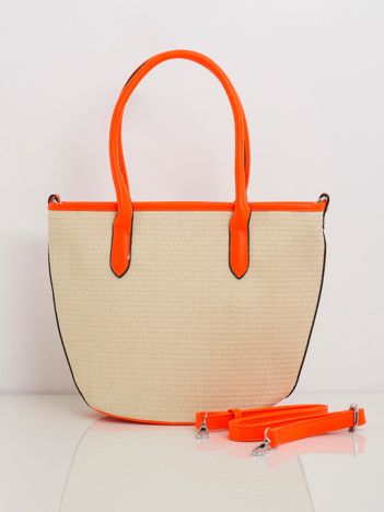 Beige and orange handbag with braid