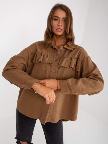 Brown cotton one size shirt with pockets