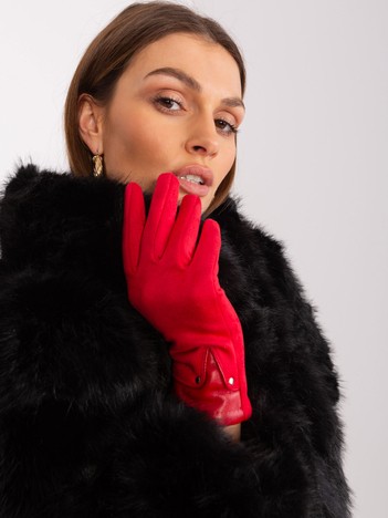 Red gloves with eco-leather inserts