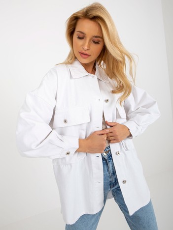 White Oversized Oversized Outerwear Denim Shirt